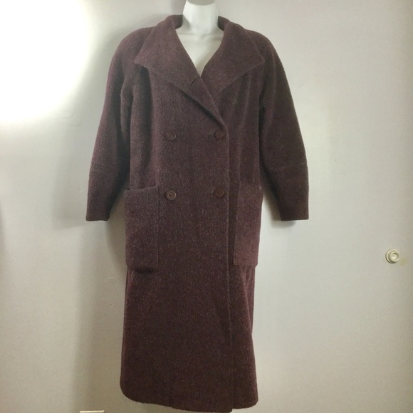 𝅺vintage Pavilion Dark Purple Wool Double Breasted Coat - Picture 2 of 7